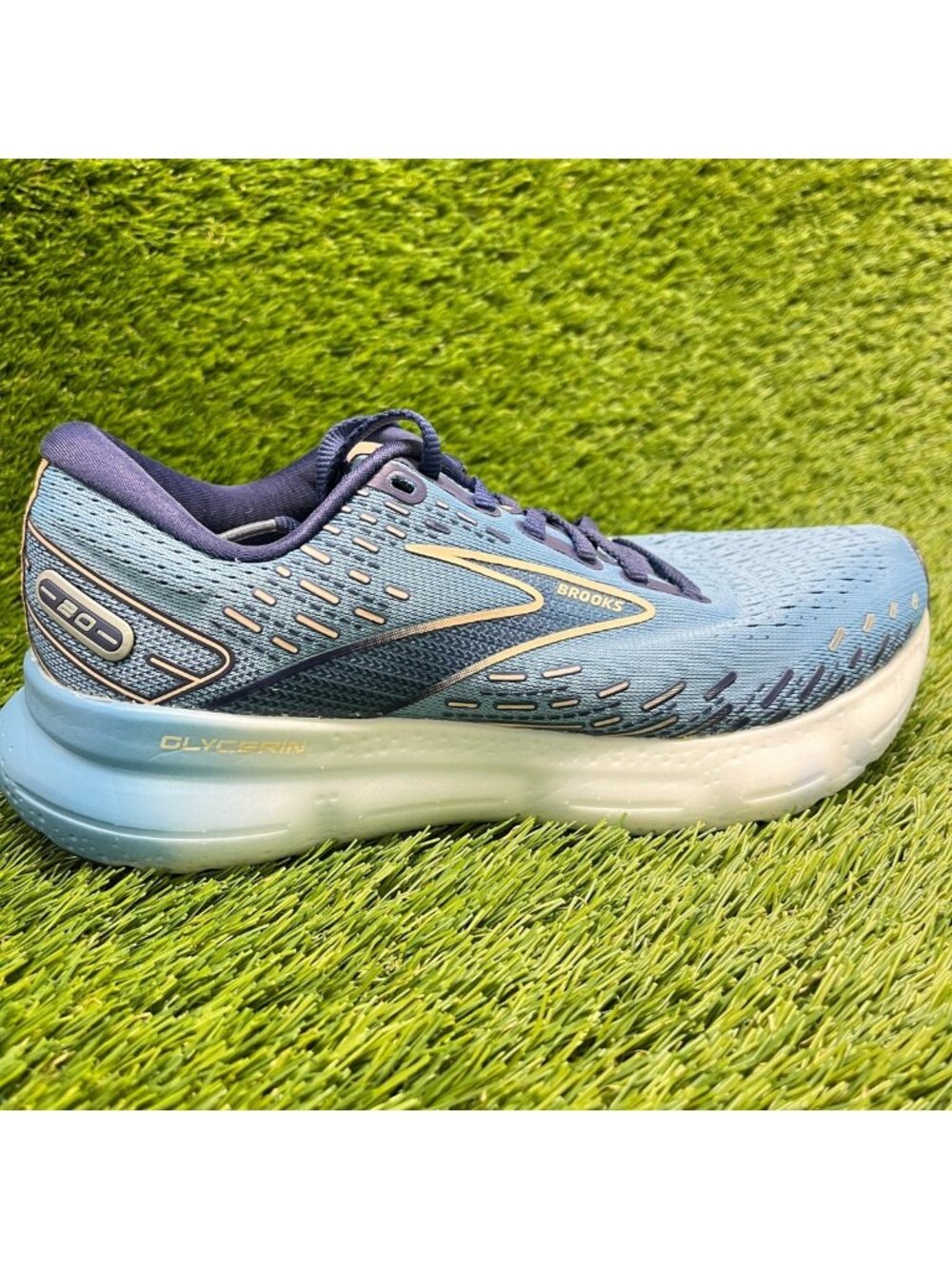 Brooks Glycerin 20 Womens Size 7 Blue White Athletic Running Shoes Sneakers